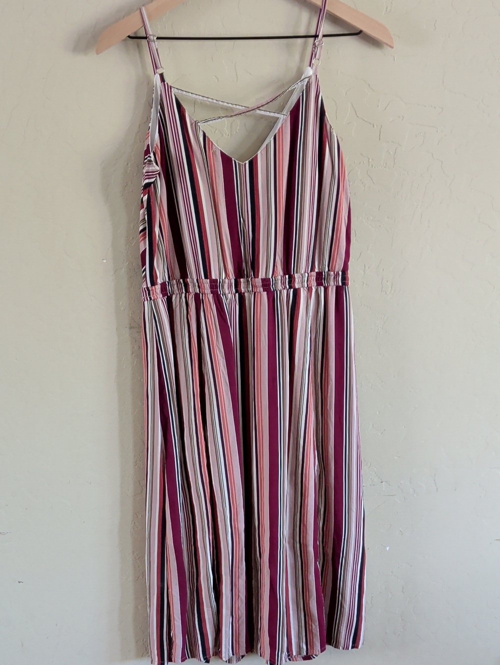 Maurices Striped Spaghetti Strap Dress in Pink and Brown